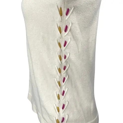 Charlie B Women's Cream White Knit Lace Up Long Sleeve V