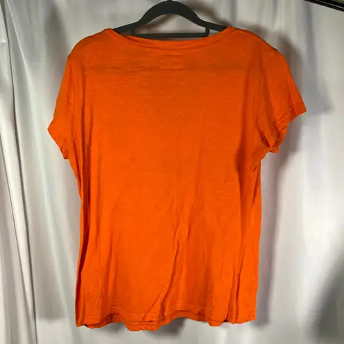 Denver Broncos NFL Womens T Shirt Large Orange Football V Neck Tee