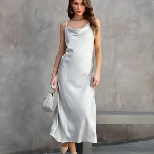NWT VICI Metallic Cowl Neck‎ Midi Slip Dress