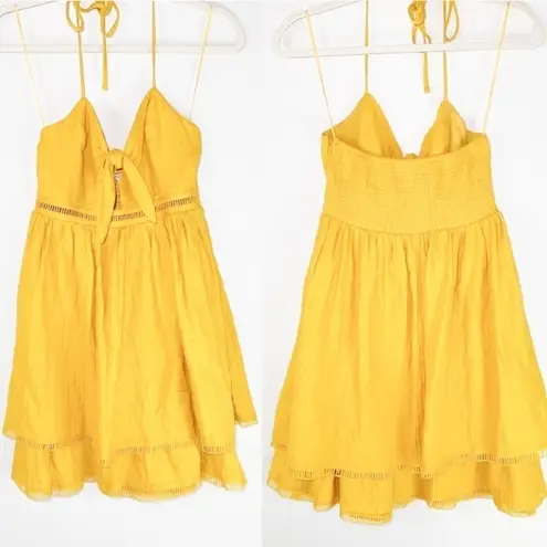 Endless Rose  Baby Doll Halter Mini Dress Yellow Medium Y2K boho