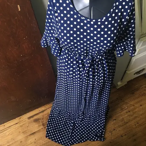 Orange Creek L modest navy polka dot ruffle hem maxi dress