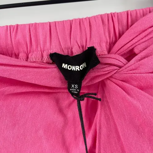 MONROW Skirt Size Extra Small Linen Blend Sarong Rosebud Pink Slit Capsule NWT