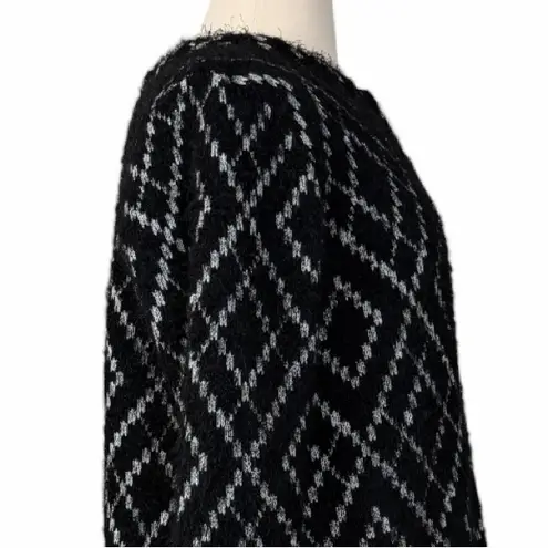 Au Lieu Black White Diamond Knit Long Sleeve Textured Sweater Women’s Size 1X