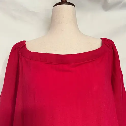 Greylin Greyln Off Shoulder Womens Top Size Medium Red Crochet Elbow Length Tie 61T4898