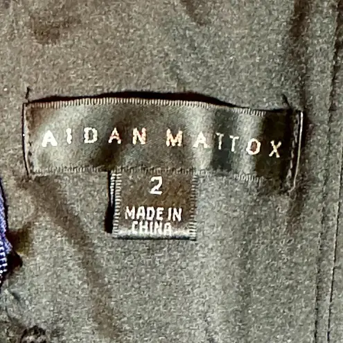 Aidan Mattox Beaded Lace Cocktail Dress Dark Navy Blue 2