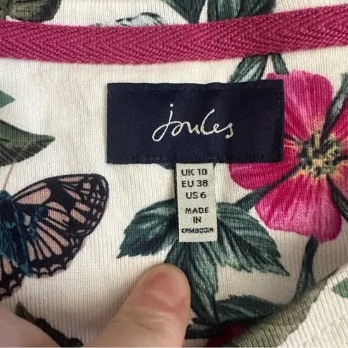 Joules Riviera Print Dress In Spring Wood Botanical White Size 6