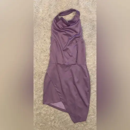 Elliatt NWOT Camo Asymmetric Satin Cocktail Dress in Lavender Sz M