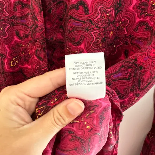 Equipment - Femme Ava Paisley Silk Button Down Blouse Business Career Work