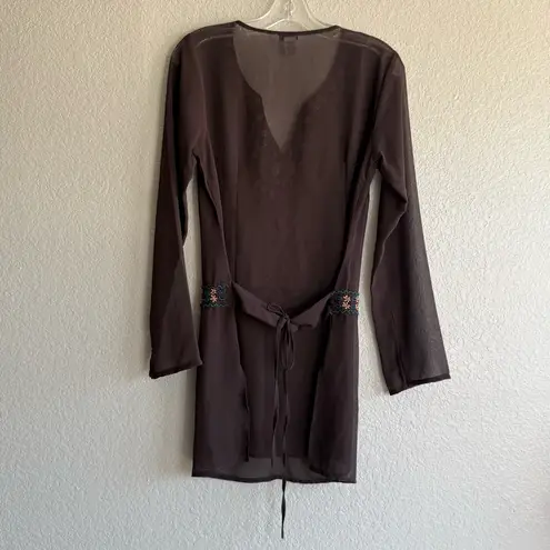 Cotton Express Y2K Sheer Embroidered Tunic Boho Fairycore Cottage Witch Top Sz M