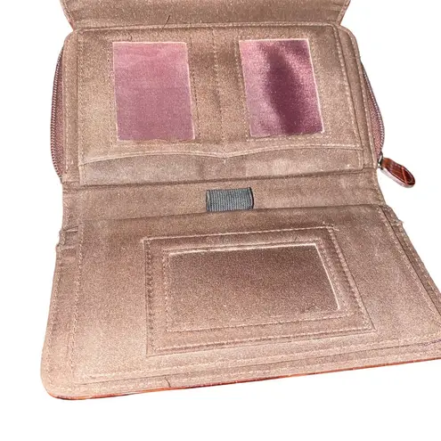 None Leather Snakeskin Double Gusset Bifold Wallet Zip Closure two button flap/zipper