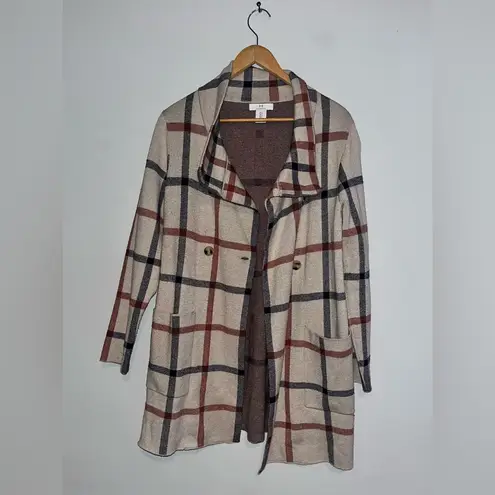 H by Halston Halston Plaid Knit Sweater Cardigan Jacket sz S