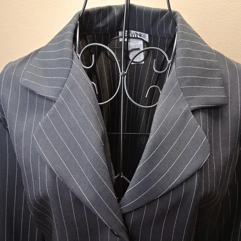NWOT Periwinkle by Barlow Navy Pinstripe Blazer Black Size 14
