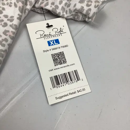Rene Rofe Short Sleeve PJ Pajama Sleep Top Shirt Gray Size XL