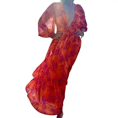 TOCCIN Palm Print Maxi in Orange, Size 2, MSRP $545 Orange