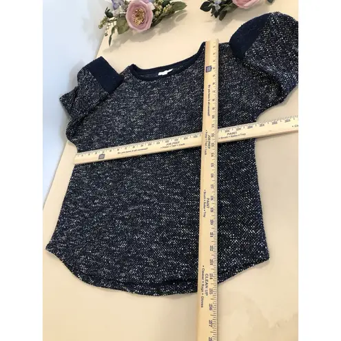 Charter Club Women’s Blue Knit Sweater Small 3/4 Sleeve with Ribbon Tie Detail