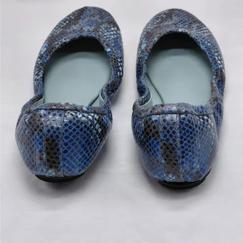 AERA Women’s Blue Snakeskin Ballet Flats 36.5 US 6 Vegan Italy Luxe Minimalist