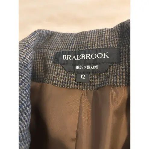 Braebrook Women Blazer Office Wear 100% Wool Bella Swan Houndstooth Long Sleeve Size 12