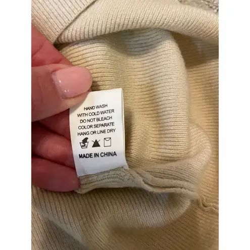 Dreamers by Debut Cream Wide Cowl Neck Ribbed Sweater S/M