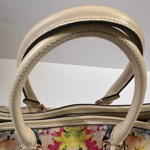 Henri Bendel floral kaleidoscope saffiano leather satchel crossbody bag