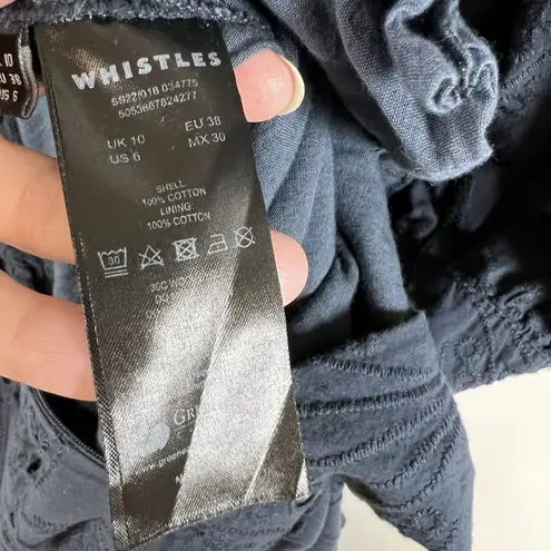 Whistles Navy Blue Eyelet Zoe Broderie Jumpsuit Women’s Size 6 Missing Belt Blue