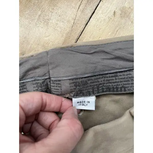John Galliano Mid Rise Straight Leg Cotton Trouser Pants Womens Size 32 Tan
