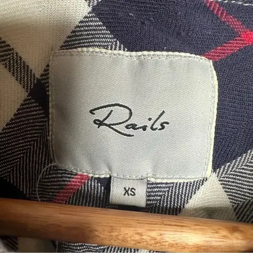 Rails Hunter White Navy Cranberry Button Down Shirt Size XS