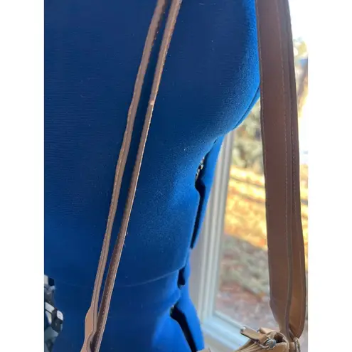 Tignanello Tan Leather & Silver Crossbody Shoulder Purse Convertible Bag 9 x 9"