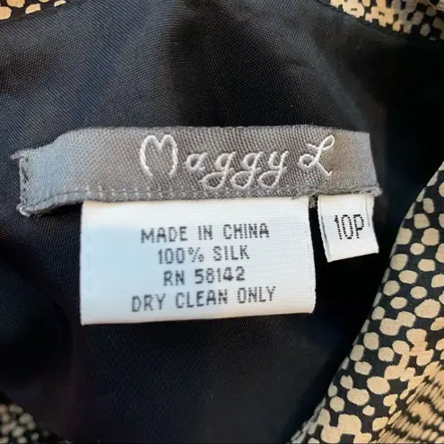 Maggy L silk Printed Boxy Fit Button Up Jacket Tan Size 10P