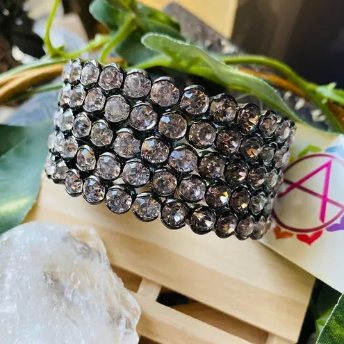 Amrita Singh Clear Austrian Crystal Gun Metal Cuff Gorgeous