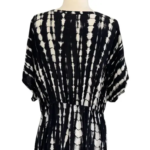 RUNAWAY CHILD Black White Tie Dye Kaftan Beach Coverup Maxi Dress Hand Made OS Size undefined