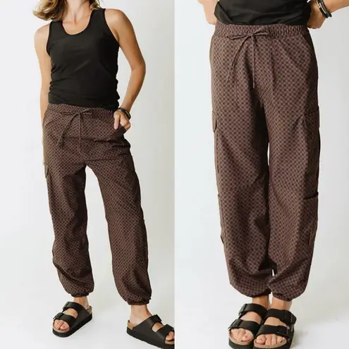 Albion Fit Jetsetter Cargo Joggers Pants: Wicker Check Brown Size XXL