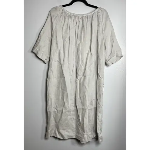 CP Shades Dress Size Medium Light Gray Linen Made In USA Beach Coastal Resort