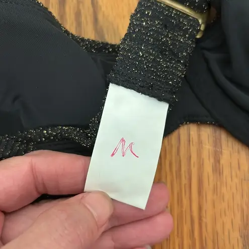 ANDIE bikini set Bermuda Top High Waisted Bottom Metallic Black size M