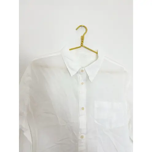 CP Shades NWOT White 100% Cotton Bottondown Size Medium Quiet Luxury Semi Sheer