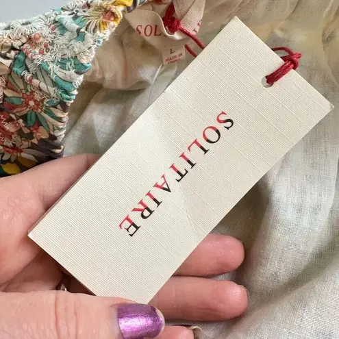 SOLITAIRE Skirt Mini Large Floral Eyelet Boho Flirty Festival Ruffle Cottagecore Blue