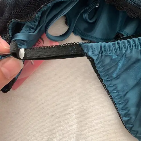 Cinema Etoile vintage lingerie medium large blue two piece cami teddi thong new