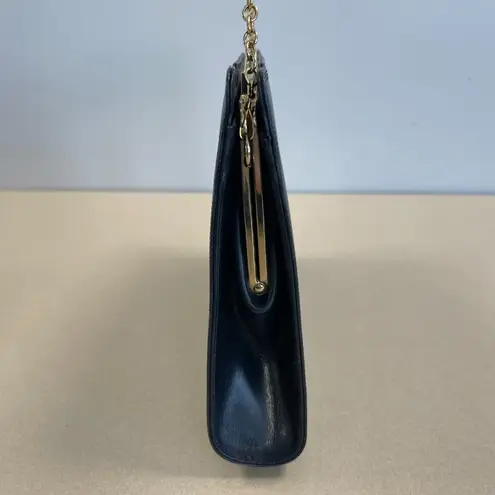 Salvatore Ferragamo Vintage Firenze 4 Navy Leather Clutch Shoulder Bag-Preowned