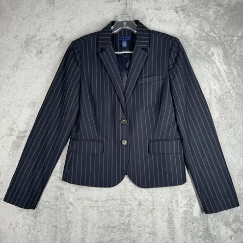 J Crew Blazer Women 6 Navy Blue Striped Jacket Preppy Academia Corpcore Polished