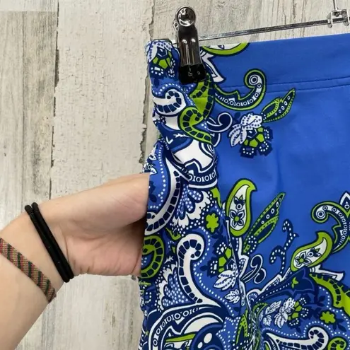 EP Pro Golf Skort Womens 2 Blue Green Paisley Print Side Zip Pockets