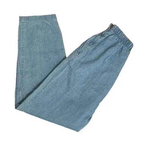 None VINTAGE Blue Jeans High Rise Elastic Waist Studded Yoke Side Zip Size Medium