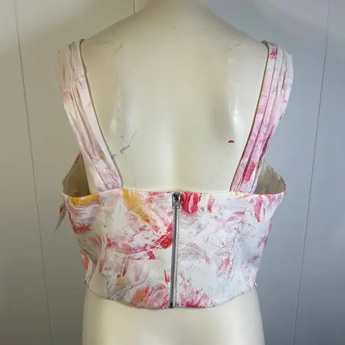 BCBGMAXAZRIA NWT  Women's Woven Printed Floral Sleeveless Crop Top Size Large