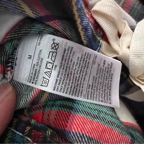 Gap LOVE By  Red Plaid Flannel Pajama Two Piece Set Size Medium