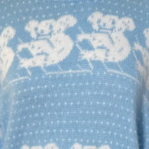 Vintage Castle Square Koala Bear Sweater Light Blue pastel Knit Animal Graphic M Size M