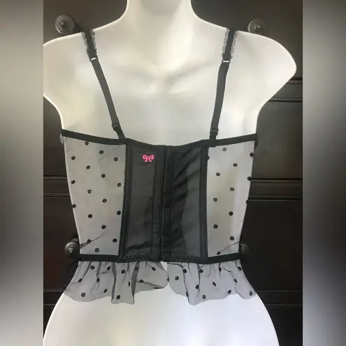 Victoria's Secret NWT Vintage Victoria’s Secret Sexy Black Sheer Polka Dot Bustier Corset Medium M