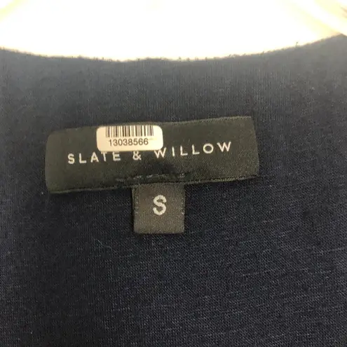 Slate + Willow True Wrap Blue Ribbed Asymmetrical Size Small 3/4 Sleeves