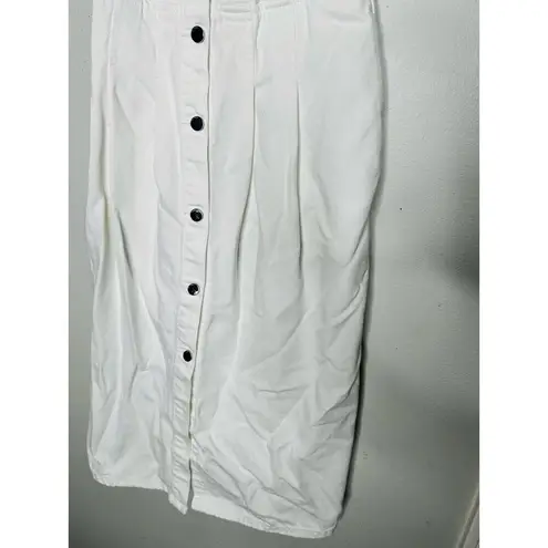 DL1961 White Denim Daphne Silver Button Sleeveless Midi Dress Size Small