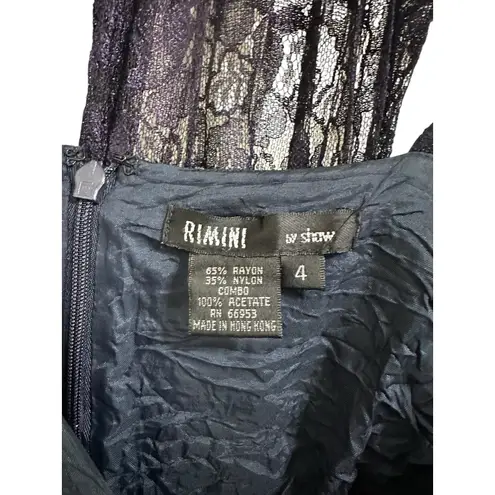 Rimini by Shaw women's y2k vintage navy sequined lace formal prom dress size 4 Blue