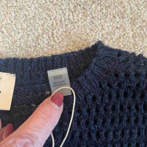 Elie Tahari NWT Blue Tank Top with Airy Knit Design Summer Sequin Layer Medium