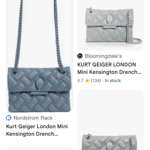 Kurt Geiger Quilted Gray Crossbody Bag NWOT