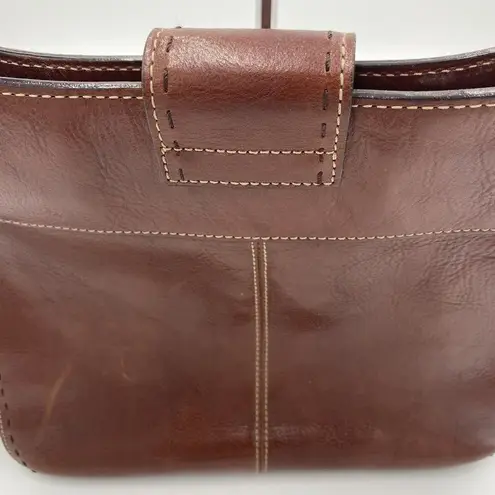 Fossil  Lined Genuine PEBBLE LEATHER Shoulder Purse/Bag Brown/Cognac